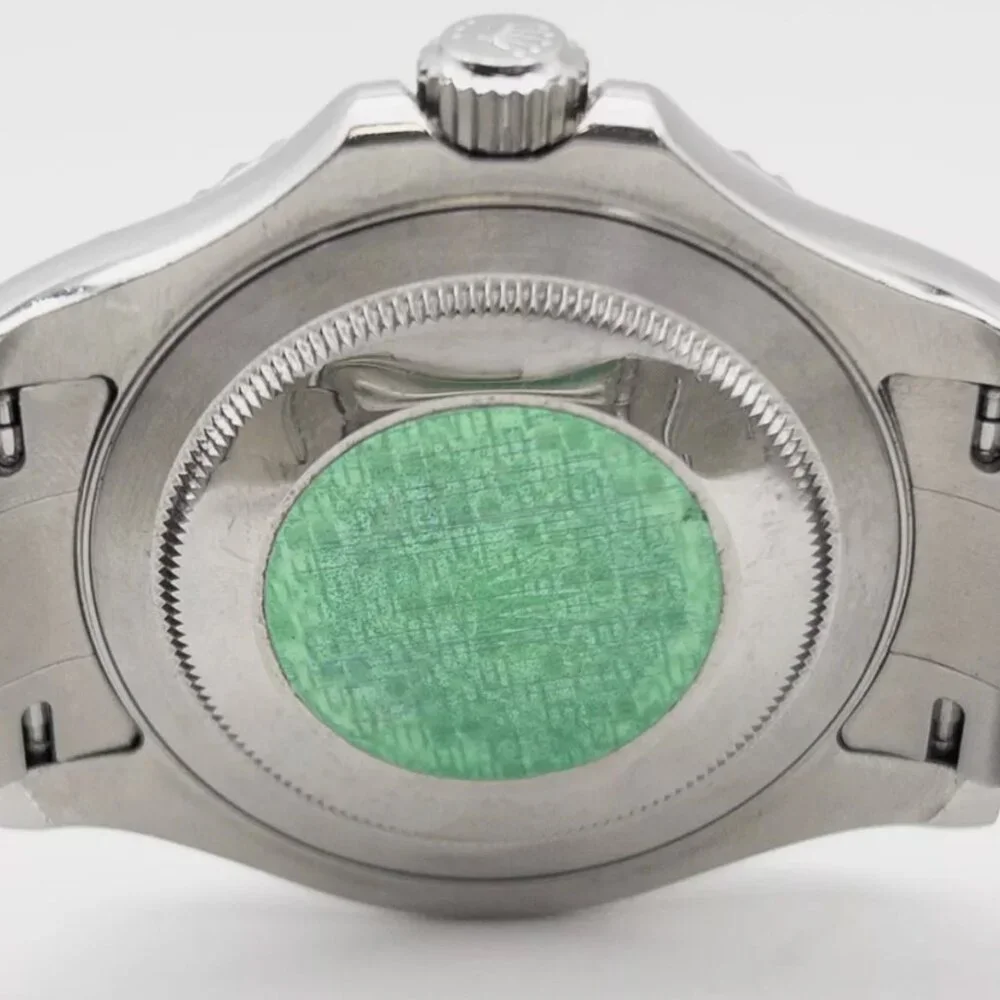 New Condition Rolex Platinum Men's Yacht Master Watch Green Sticker